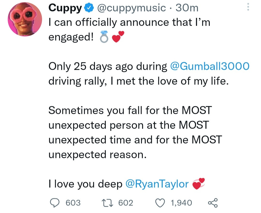 DJ Cuppy reveals she met her fianc? 