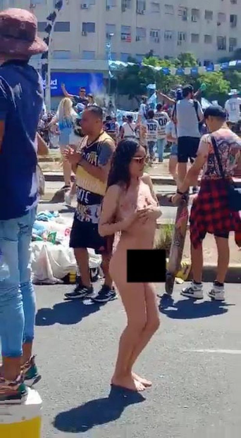 Argentina fan strips naked on very spot where Diego Maradona promised to go nude
