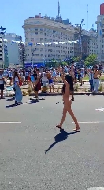 Argentina fan strips naked on very spot where Diego Maradona promised to go nude