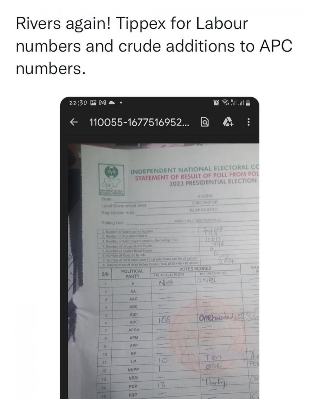 Investigative journalist David Hundeyin shares "proof" as he continues to allege "crude election rigging" across States (video/photos)