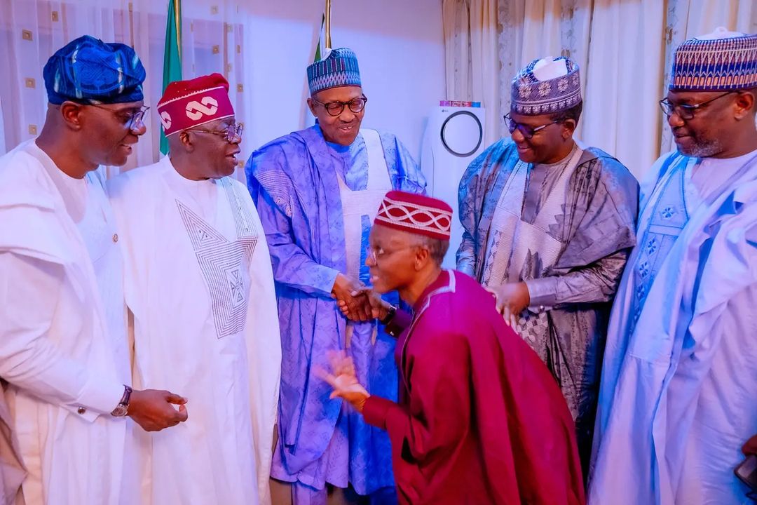 Tinubu, Shettima present their Certificates of Return to President Buhari (photos)