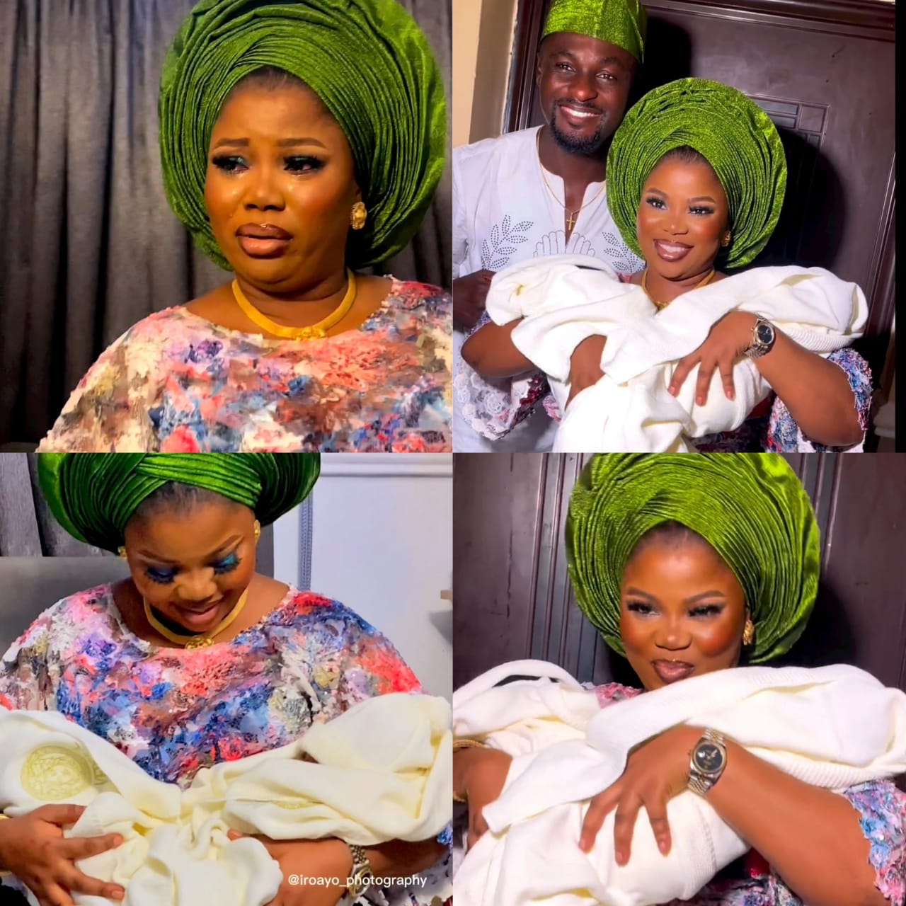 Actress, Seyi Johnson in tears as she celebrates the birth of her twin babies (video)