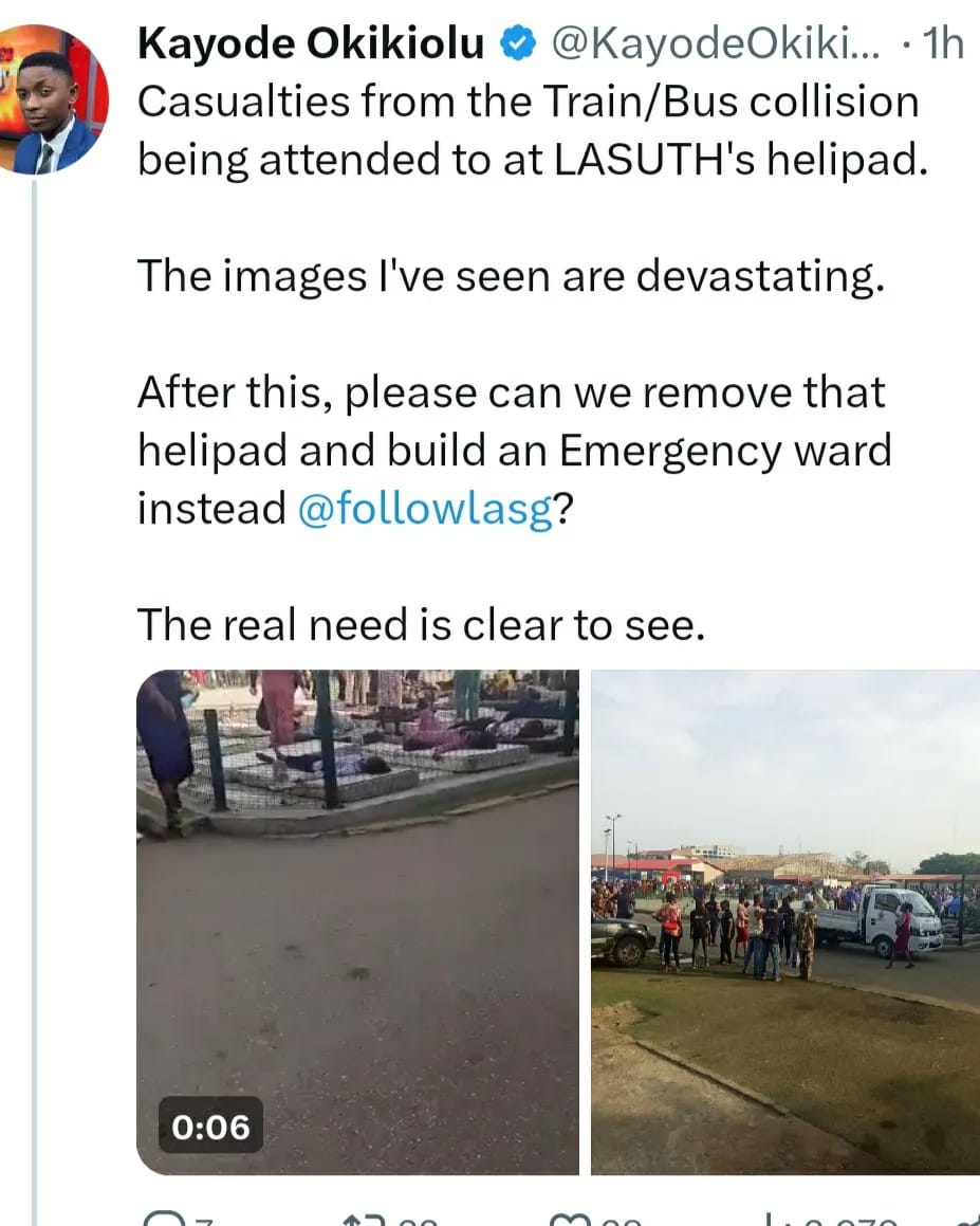 Update: Video of victims of the Train/Bus accident being laid on the floor outside the Lagos State University Teaching Hospital