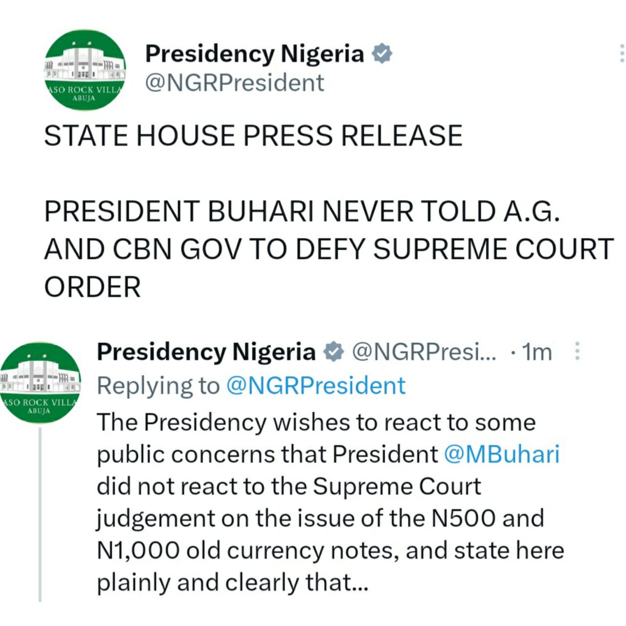 Naira swap: President Buhari did not ask Emefiele or Malami to defy Supreme court order - Presidency