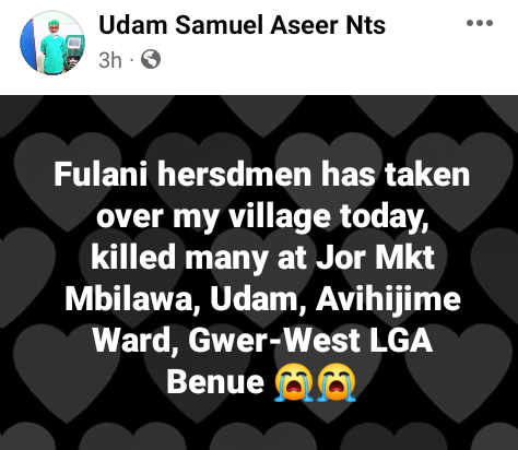 Scores reportedly killed, others injured as suspected Fulani herdsmen attack market in Benue village