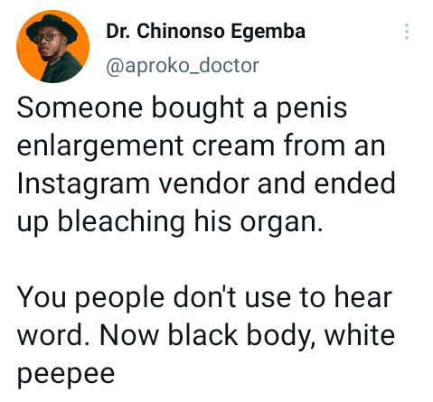 Nigerian man ends up with bleached penis after using enlargement cream he bought from Instagram vendor