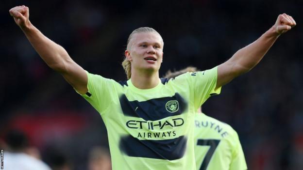 Erling Haaland celebrates against Southampton