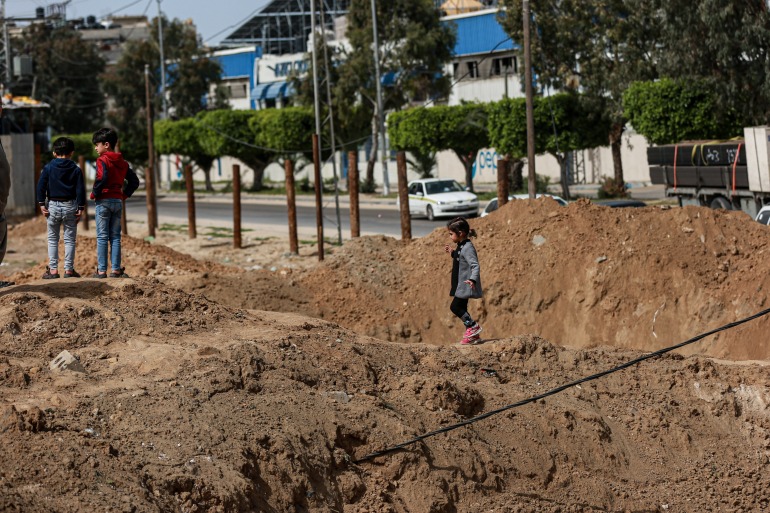 Children in the bombing area