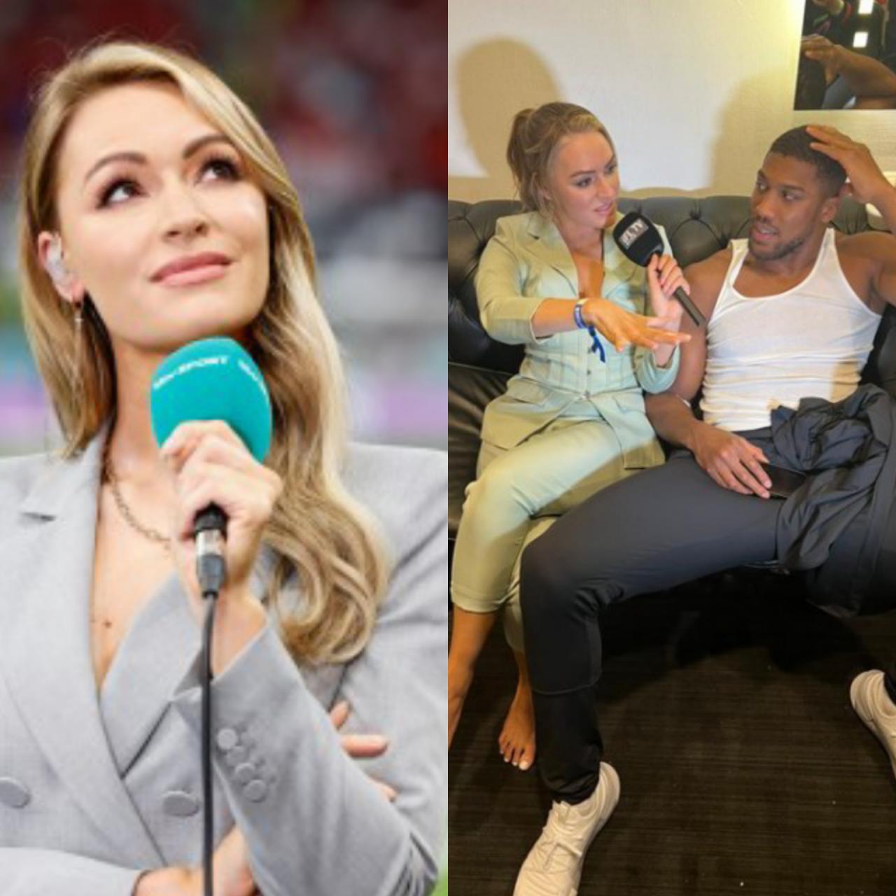 "She wants the D" - Fans react after Anthony Joshua and sports presenter Laura Woods flirt with each other on live TV (video)