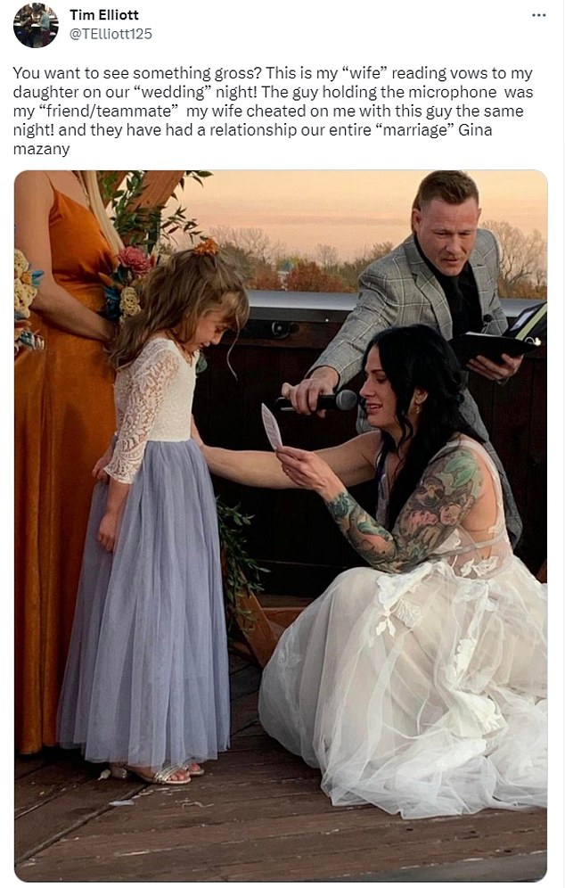 UFC fighter Tim Elliott claims his ex-wife cheated on him with his friend on their wedding night and during their 