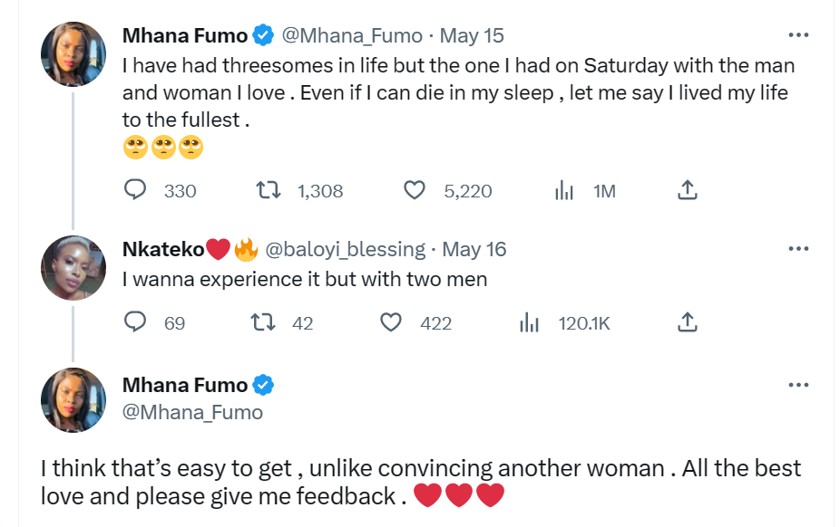 Even if I can die in my sleep, I lived my life to the fullest - Lady says after a threesome