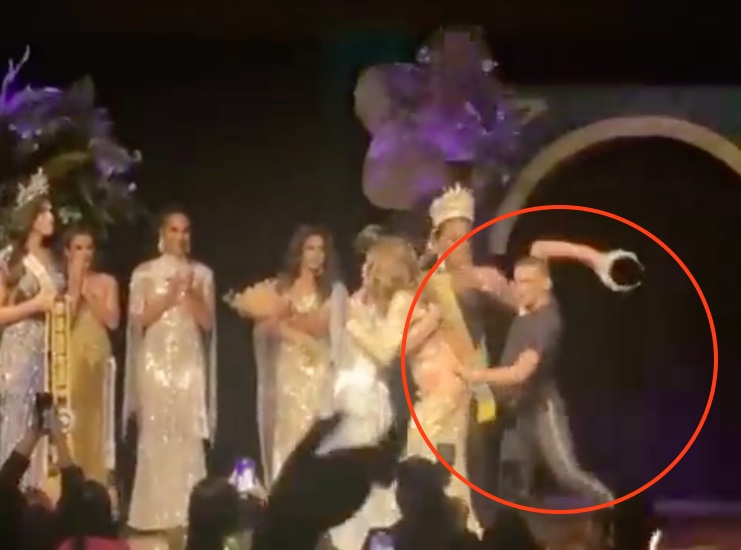 Enraged husband smashes beauty pageant winner