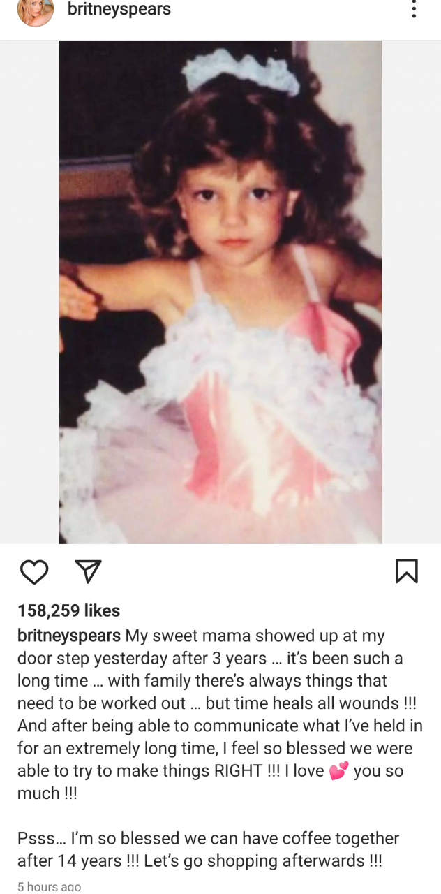 I?m so blessed we can have coffee together after 14 years - Britney Spears breaks silence on visit from her mom after years long feud
