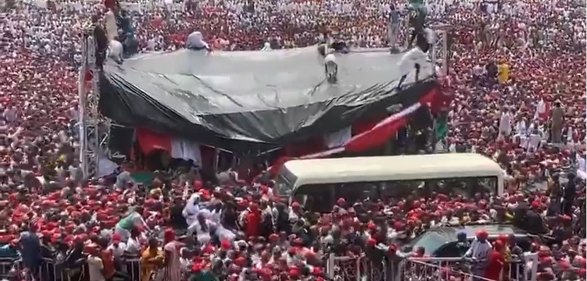 Stage collapses at the swearing-in ceremony of new Kano Governor, Abba Kabir Yusuf (Video)