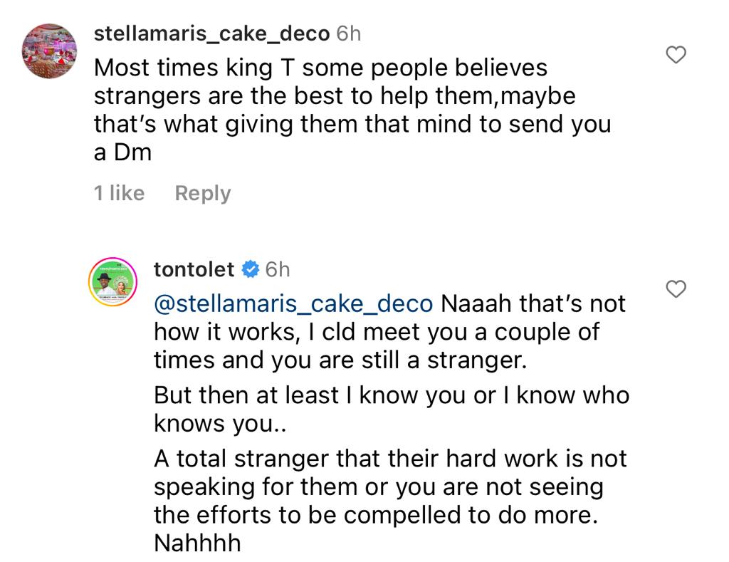 I still do not understand the concept of strangers coming into my DM asking that I use my connections to get them a job - Tonto Dikeh
