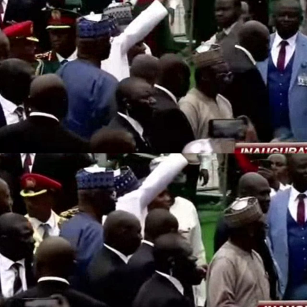 Buhari blows Nigerians a kiss as he leaves Eagles square for Katsina (video)