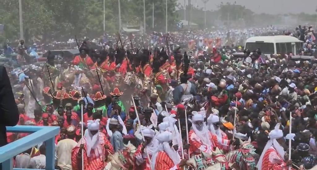 Katsina state residents troop out en-mass as they hold Durbar celebration in honor of former President Buhari (videos)