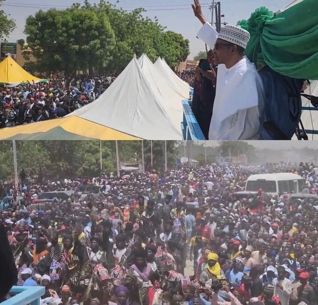 Katsina state residents troop out en-mass as they hold Durbar celebration in honor of former President Buhari (videos)
