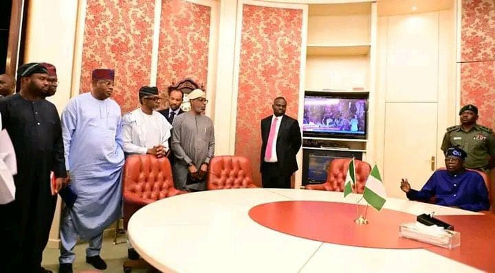 President Bola Tinubu assumes office; meets Emefiele, others (photos/video)