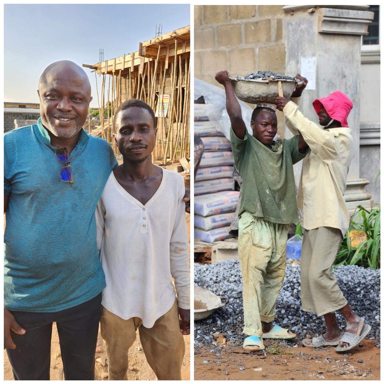 Man shares photos of an unemployed Nigerian graduate doing menial job on a construction site
