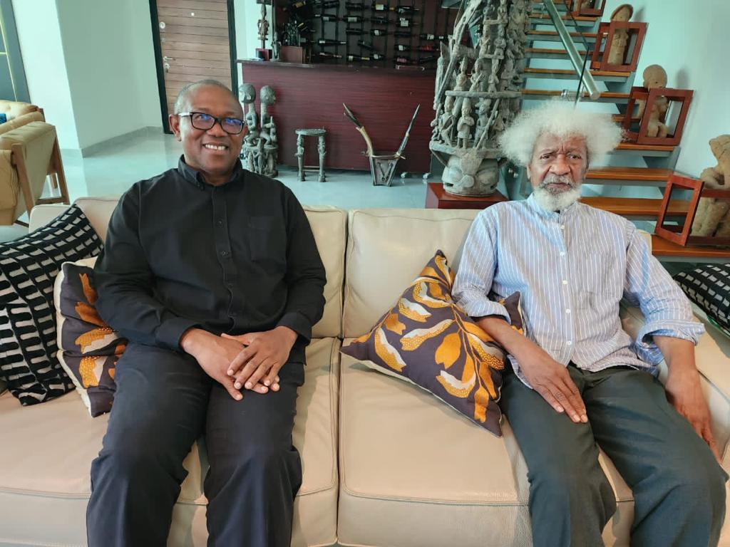 Peter Obi visits Wole Soyinka weeks after his supporters dragged the Nobel laureate (photos)