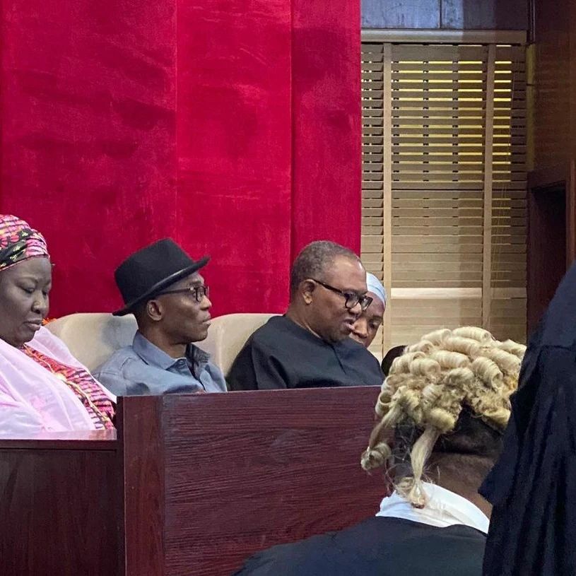 Photos of Labour party presidential candidate, Peter Obi, at the Presidential election tribunal