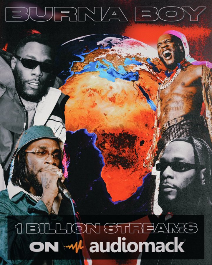 Burna Boy becomes First African artiste to hit 1 billion streams on Audiomack
