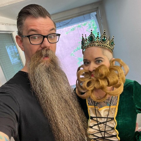 Woman beats her husband to win Gold in Beard competition (photos)