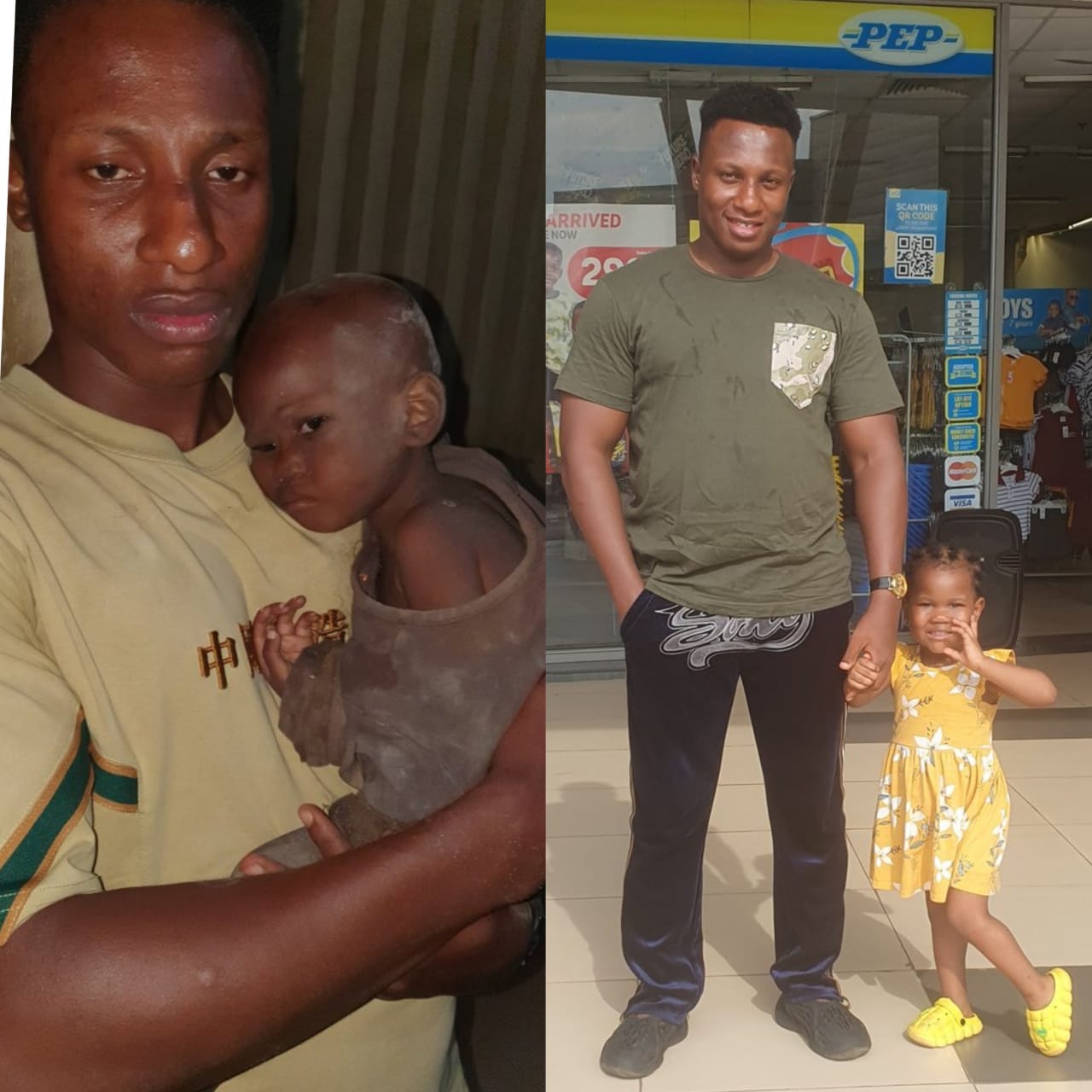 Good Samaritan who rescued a 2-year-old girl abandoned on roadside in Enugu shares new photo of them