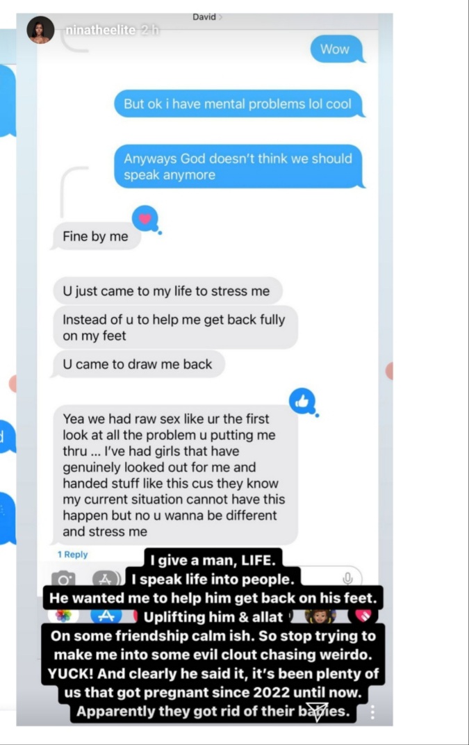 US-based entrepreneur, Anita Brown, who is claiming she is expecting a child with Davido shares a purported DM the singer sent to her saying they had r@w s3x
