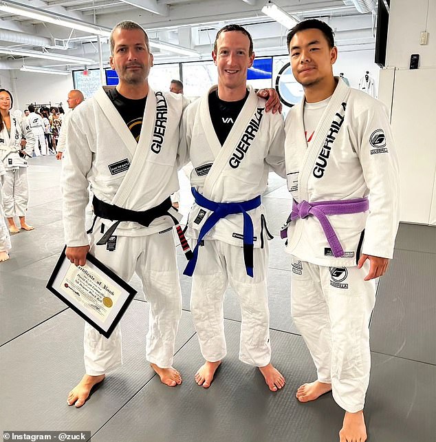 Mark Zuckerberg becomes a blue belt in jiu-jitsu as he continues to prepare for potential fight�with�Twitter�CEO Elon Musk (photos)