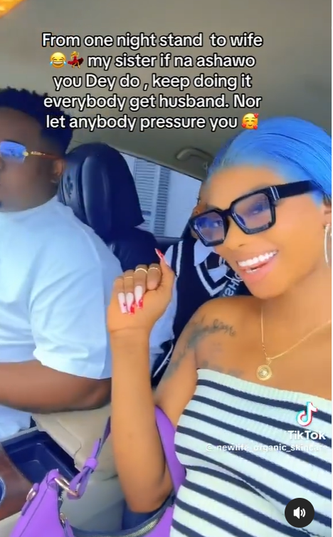 Lady celebrates moving on from a one night stand to wife (video)