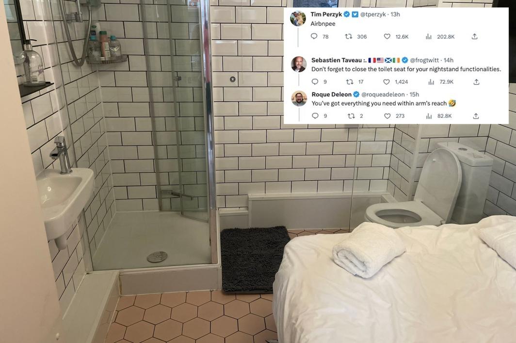 ?Airbnpee!? - University professor shares photo of UK apartment he rented with bed placed inside bathroom