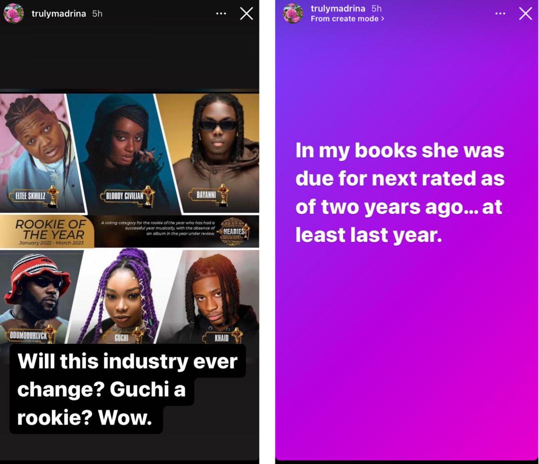Headie Award: Will this industry ever change?  - Cynthia Morgan berates singer Guchi