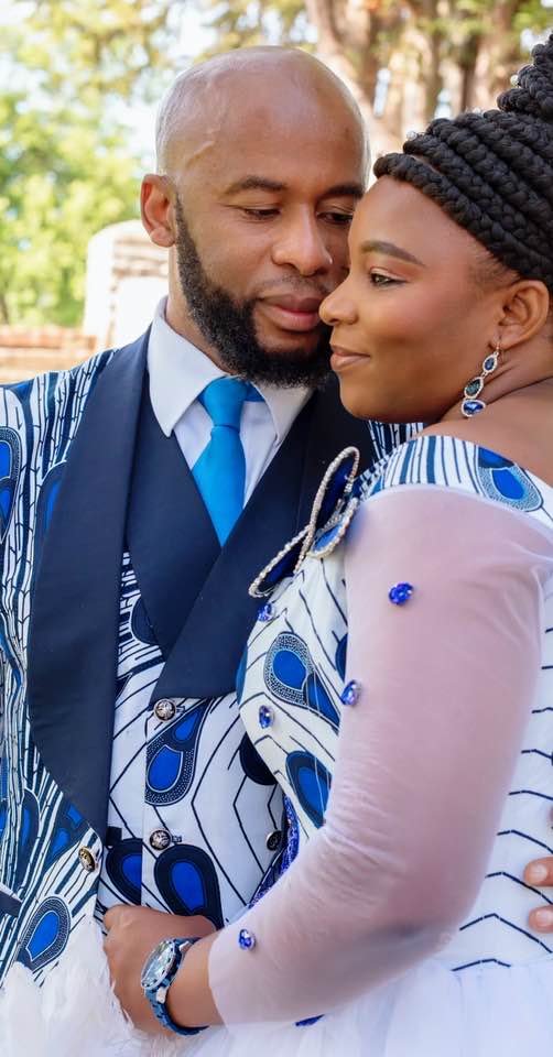 Nigerian couple trend on social media after infusing African print in their wedding outfits (photos)