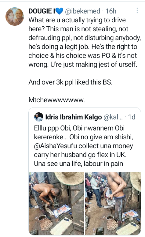 There is dignity in labour - Nigerians slam Twitter user for mocking and job-shaming popular Labour Party supporter, Eluu P