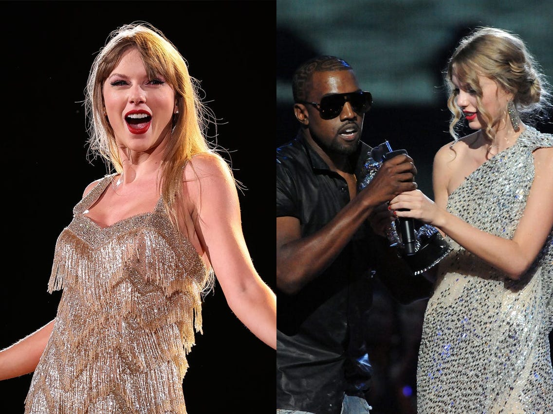 Singer Taylor Swift takes a jab at Kanye West as she jokes about being
