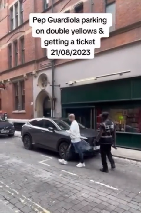 You have to pay - Manchester City coach, Pep Guardiola tells transport official who wanted to take photos with him after giving him a ticket for parking on double yellows (video)