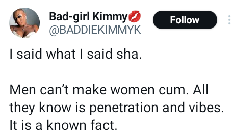 Over 80% of Nigerian men have never made a woman orgasm during s*x - Lady says