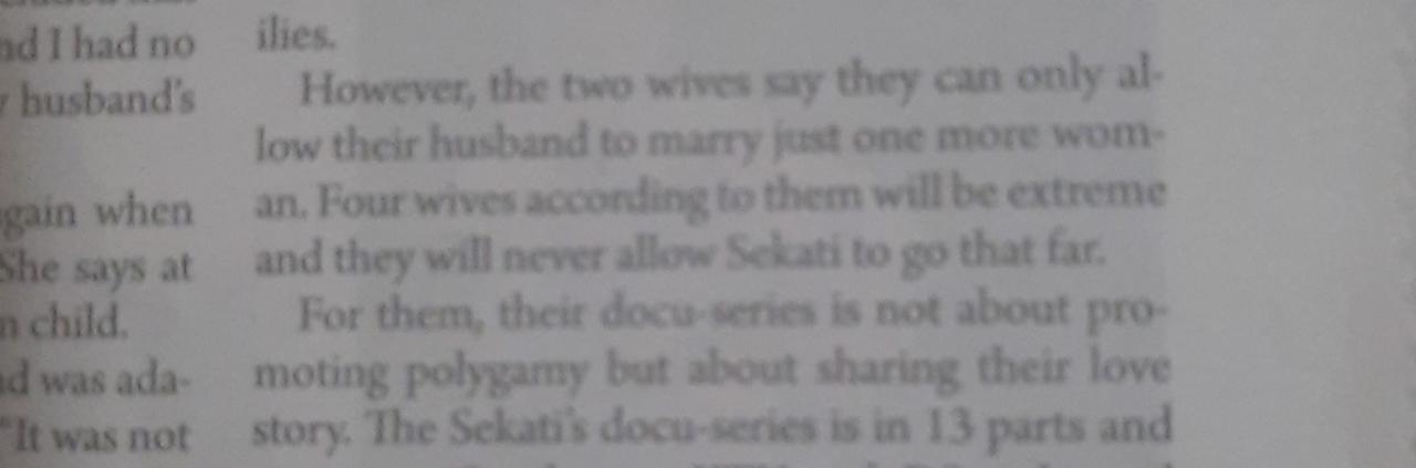 We can only allow our husband to marry just one more woman  - Two wives of Botswana polygamist pastor say