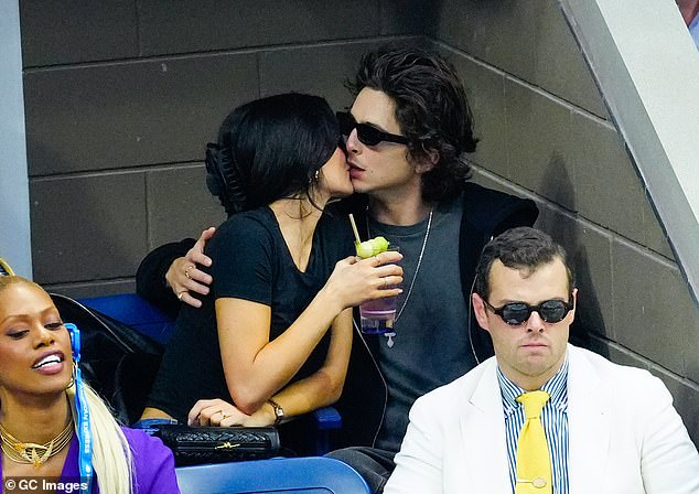 Kylie Jenner and new beau Timothee Chalamet pack�on�the�PDA as they share a kiss during men