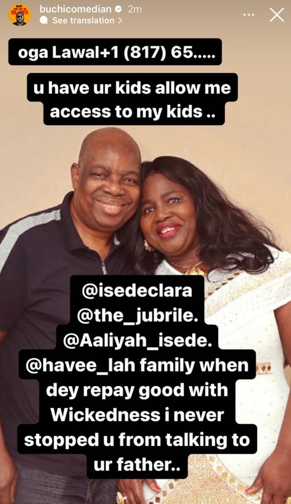 Comedian Buchi Ojieh accuses his estranged wife