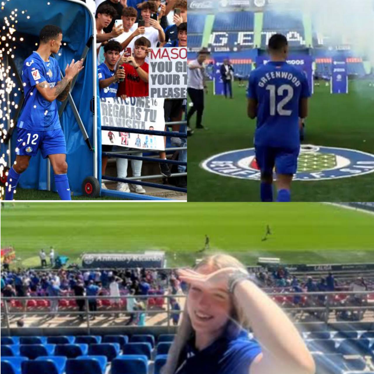 Mason Greenwood receives warm reception from Getafe fans during unveiling as his partner cheers him on (photos/videos)