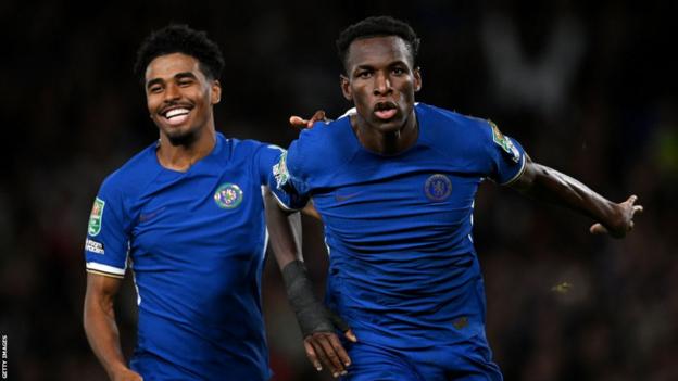Nicolas Jackson of Chelsea celebrates after scoring a goal