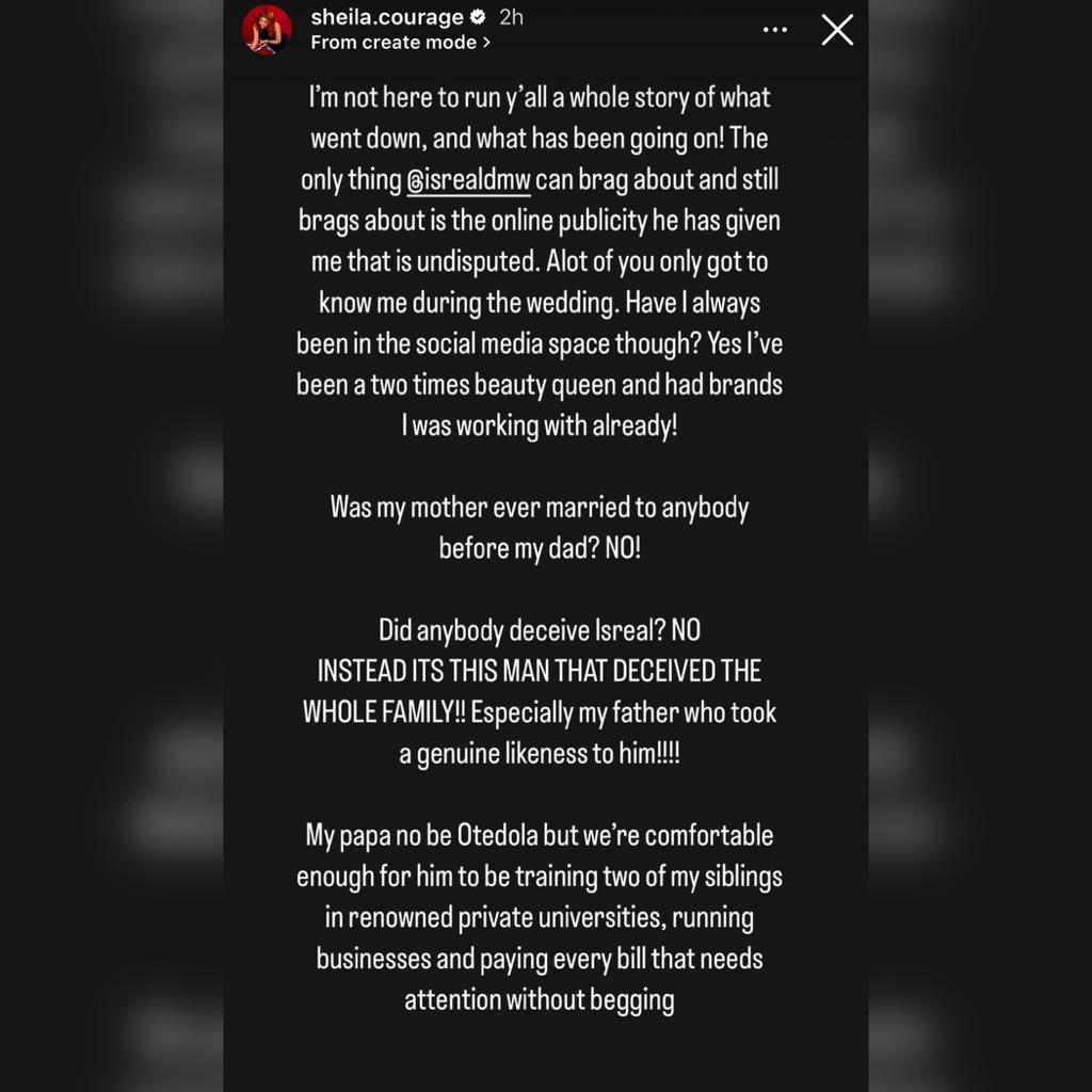 He didn?t want to be productive and when I tried to encourage him, he would say ?them no dey control Edo man?- Isreal DMW?s estranged wife, Sheila, speaks on why their marriage packed up