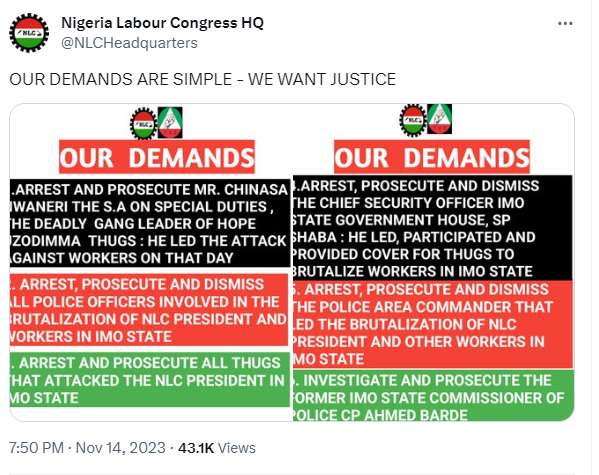 NLC lists all its demands before strike can be called off