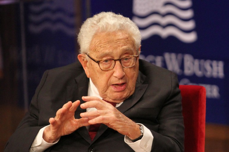 Former Secretary of State Dr. Henry Kissinger, speaks at the George W. Bush Presidential Center's 2019 Forum on Leadership in Dallas, Texas, U.S., April 11, 2019. REUTERS/Jaime R. Carrero